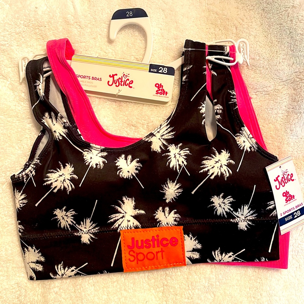 Justice Girls Cutout sports Bra, 2-Pack, Size 28